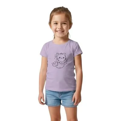 Playera Fantastic Niña Estampado Gato Sirena