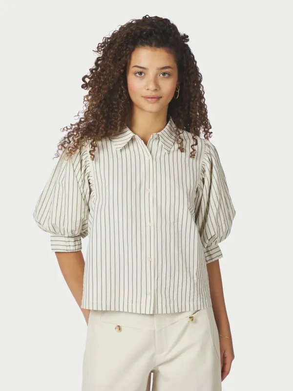 Etta Slim Stripe Shirt Off White