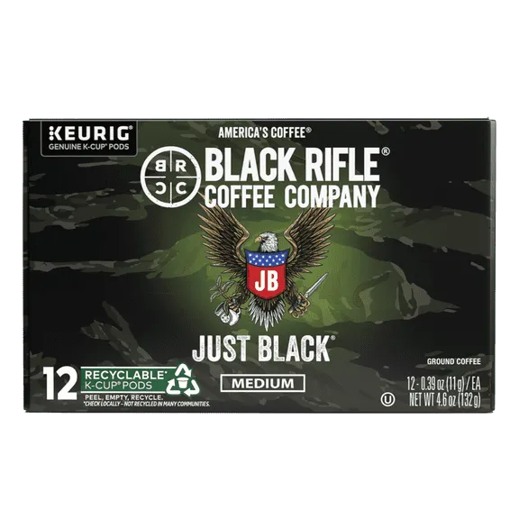 Black Rifle Coffee Company Just Black Keurig K-Cup Pods, Medium Roast, 12 Ct