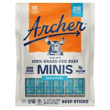 Country Archer Grass-Fed Beef Stick Minis Original, 0.5 oz, 28-Count