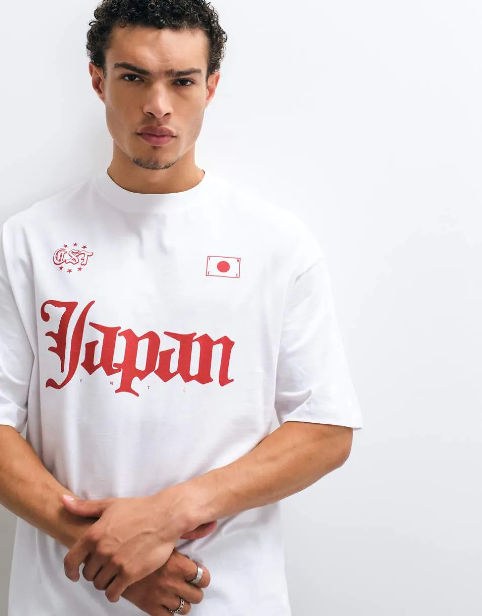 ASOS DESIGN oversized t-shirt with Japan graphic in white