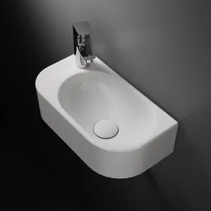 Lavabo de pared, lavabo sobre encimera, lavabo de pared, lavabo 40,8 x 22,3 x 11 cm con orificio para grifería HOROW