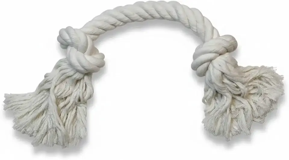 Big TUG Dog Toy. Heavy Duty Cotton Dog Toy, Made with Massive 1-1/2" Rope. White Double Knotted Tug Toy, Extra Large Size for Strong Dogs, Durable Braided Chew Rope with Frayed Ends.