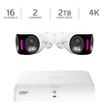Lorex Fusion 4K+ 16-Channel 2TB NVR System with Two 180° Panoramic Cameras