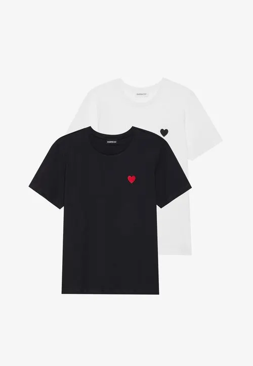 2 PACK - T-shirts med print - white/black