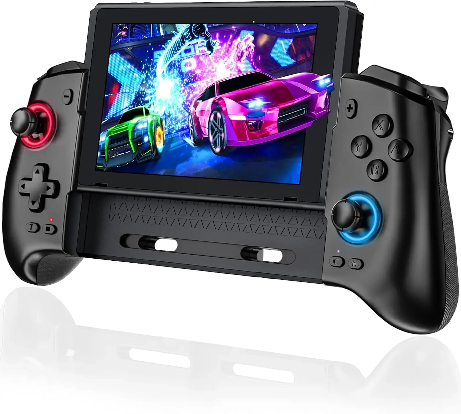 Switch Controller for Switch/Switch OLED, Rechargeable Plug-in Switch Controller, One Piece Ergonomic Grip Switch Controller for Handheld Mode with Turbo,Dual Vibration,6-Axis Motion Control,Red-Blue