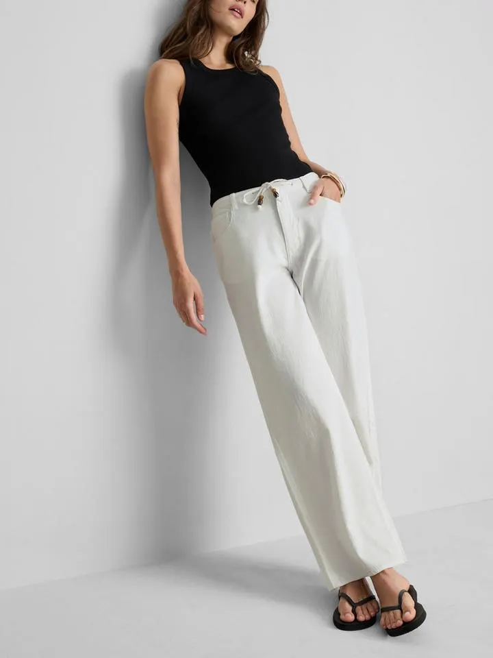 Pantalon droit en coton à perles
