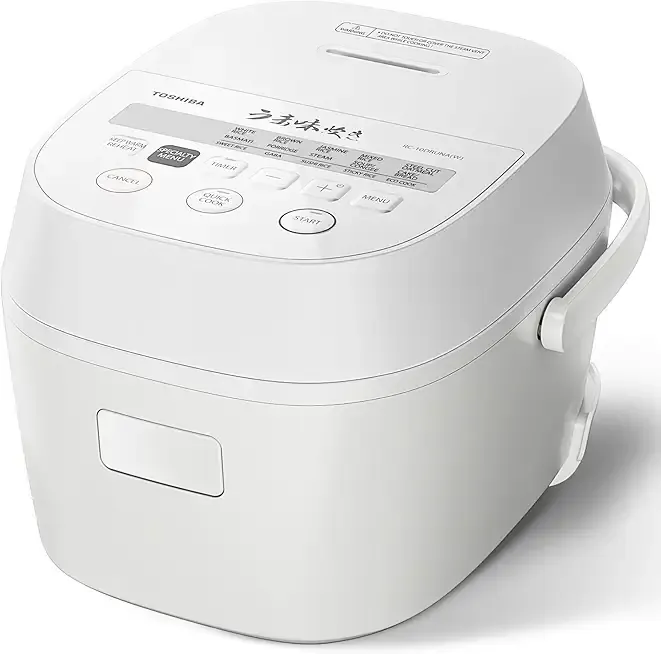 TOSHIBA OriginTaste Rice Cooker 5.5-Cup Uncooked, Fuzzy Logic, 15-in-1 Functions, Digital Display, Delay Timer, Keep Warm, Nonstick Inner Pot, White