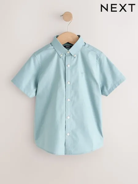 Mineral Green Logo Short Sleeve Cotton Rich Oxford Shirt (3-16yrs)