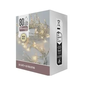 WellHome Guirnalda con 80 Luces LED Blanco cálido con cable transparente