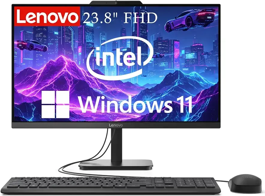 Lenovo IdeaCentre 24" FHD All-in-One Desktop, 16GB RAM, 512GB SSD, Intel 4-Core Processor, Intel Graphics, Wi-Fi 6, Bluetooth 5.2, Windows 11, 2026 Edition