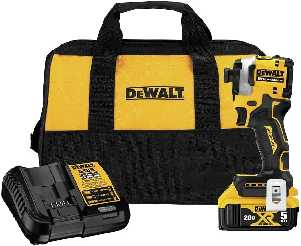 Dewalt DCF850P1R 20V MAX ATOMIC Brushless 3-Speed Lithium-Ion 1/4 in. Cordless Impact Driver Kit (5 Ah) (Renewed)