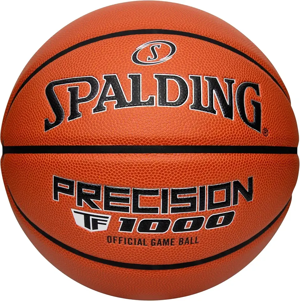 Spalding Precision TF-1000 Indoor Game Basketballs, Dry Grip Microfiber Composite Cushioned Cover, High School Approved