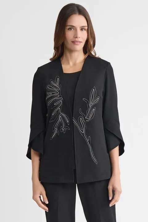 Floral Printed Stretch Deco Crepe Jacket