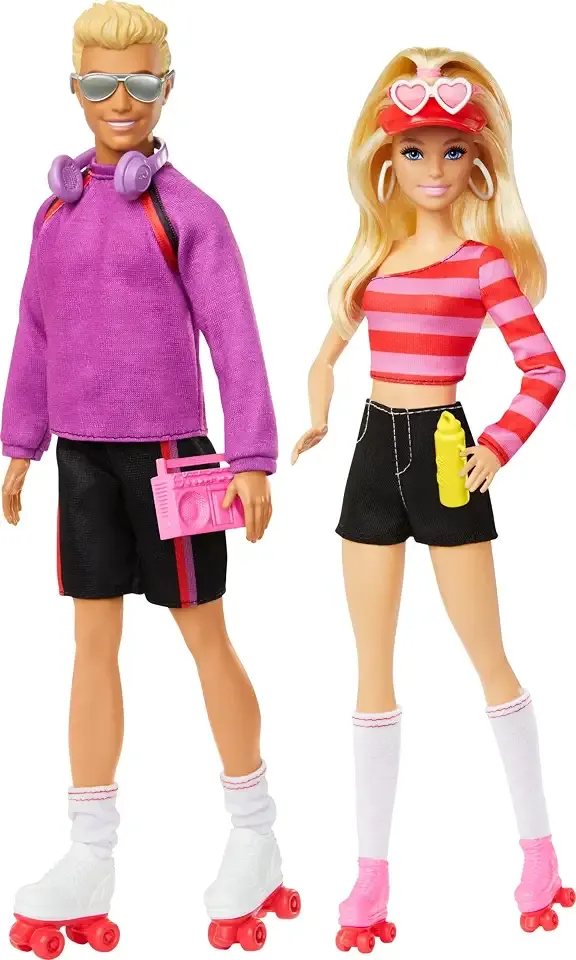 Fashionistas Set with 2 Fashion Dolls & 6 Accessories | Barbie & Ken Roller-Skating Fashion Dolls, 65th Anniversary Collectible (Amazon Exclusive)