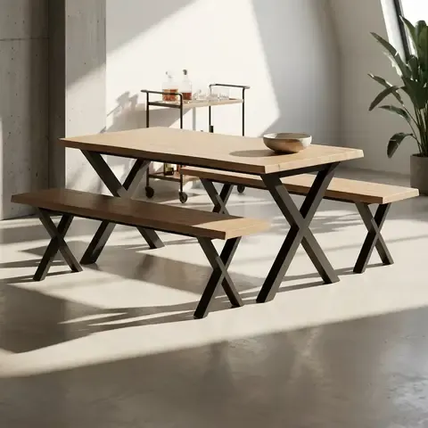 Juego de Comedor Café/Negro 160x75x90 cm