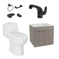 Combo Sanitario Smart Alongado Mueble Aluvia El 60 cm Color Positano grifería Aluvia y Accesorios x 4 Corona