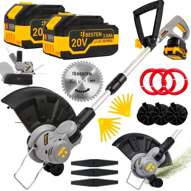 Tagliabordi a batteria L 30 20V BESTEN BE-2870 con 2 batterie 3.0Ah con ruote guida
