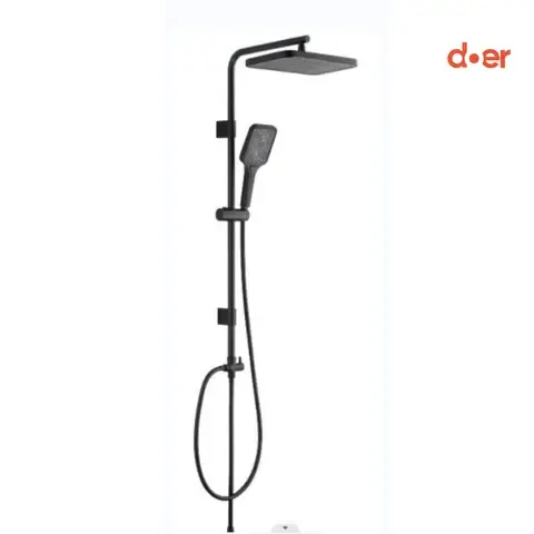 Columna de ducha con Duchador cuadrada Negra