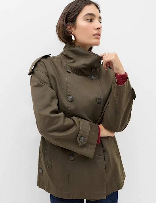 Doppelreihige gewachste Utility Jacke mit hohem Baumwollanteil