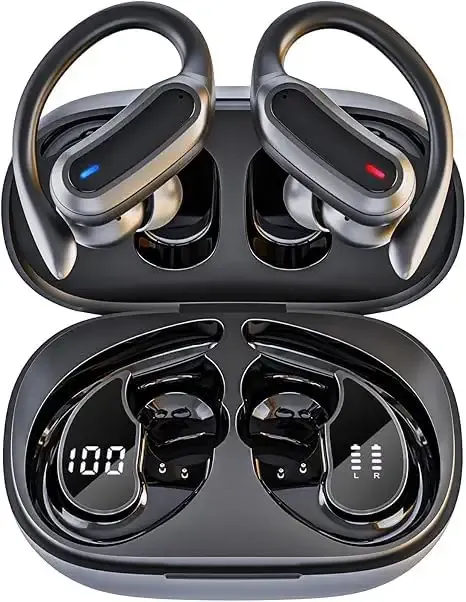 Wireless Earbuds, Bluetooth 5.4 Headphones, True Wireless Stereo Earphones with Noise Cancelling Mic, IPX7 Waterproof, Comfort Fit and Fast Charging Ear Buds (Black)