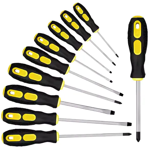 Magnetic Tip Screwdriver Set, Phillips and Flat, Professional Cushion Grip | Hand Tools Set
