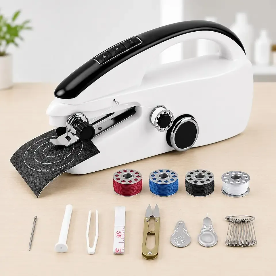 Handheld Sewing Machine, Mini Hand Sewing Machine for Beginners | Easy to Operate, Dual Power Supply, Quick Stitching, Suitable for Clothes, Fabrics, Home Repairs, Ideal for DIY, Mom's Gift