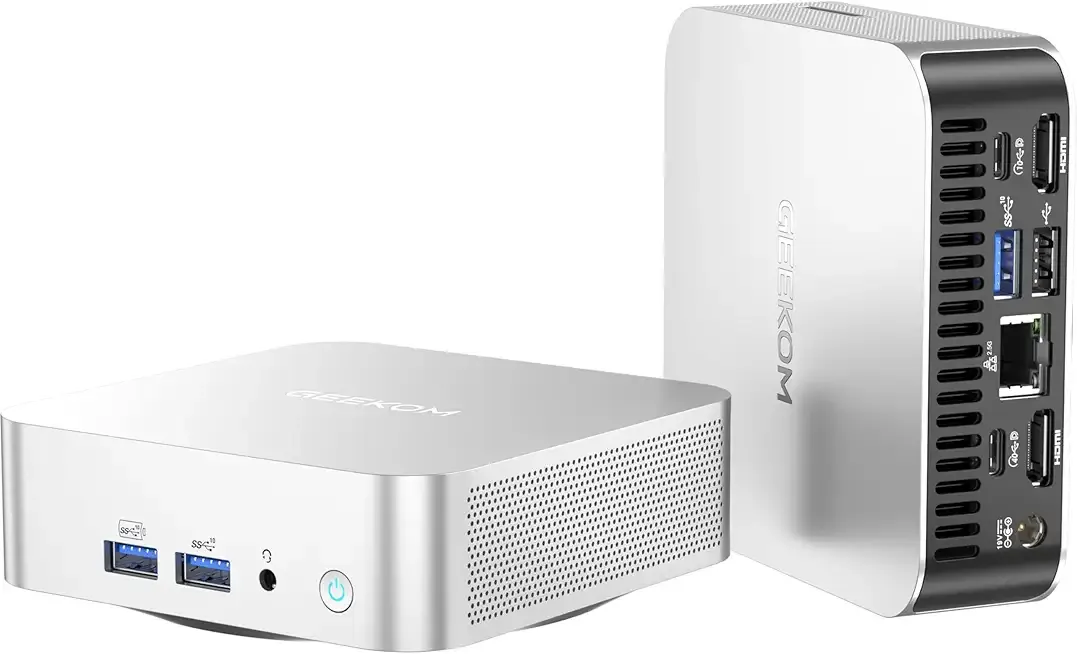 GEEKOM A6 Mini PC with AMD Ryzen 7 6800H, 32GB DDR5 RAM, 1TB PCIe 4.0 NVMe SSD, Radeon 680M, Compact Aluminium Design Windows 11 Pro Desktop Computer with USB4/8K/Wi-Fi 6E/BT 5.2/SD Slot