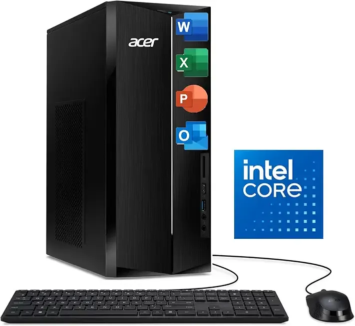 acer 2026 Desktop Tower, Intel 14th Gen Ultra-Fast 10-Core i5 Processor, 8GB DDR5 RAM, 1TB Storage, Wi-Fi 6, Support 4K Monitor, Wins 11, Wired KB & Mouse, Free Office 365 on The Web