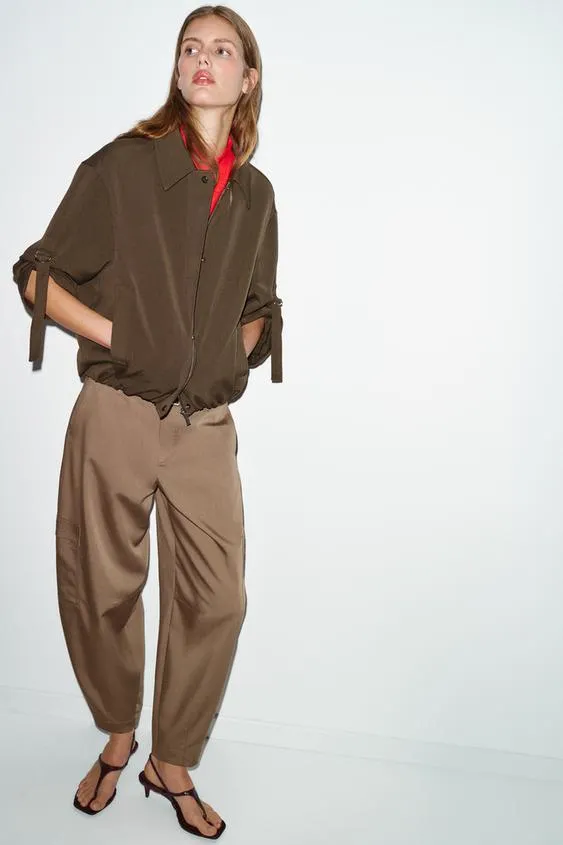 BOMBER JACKET WITH ROLLED-UP SLEEVES