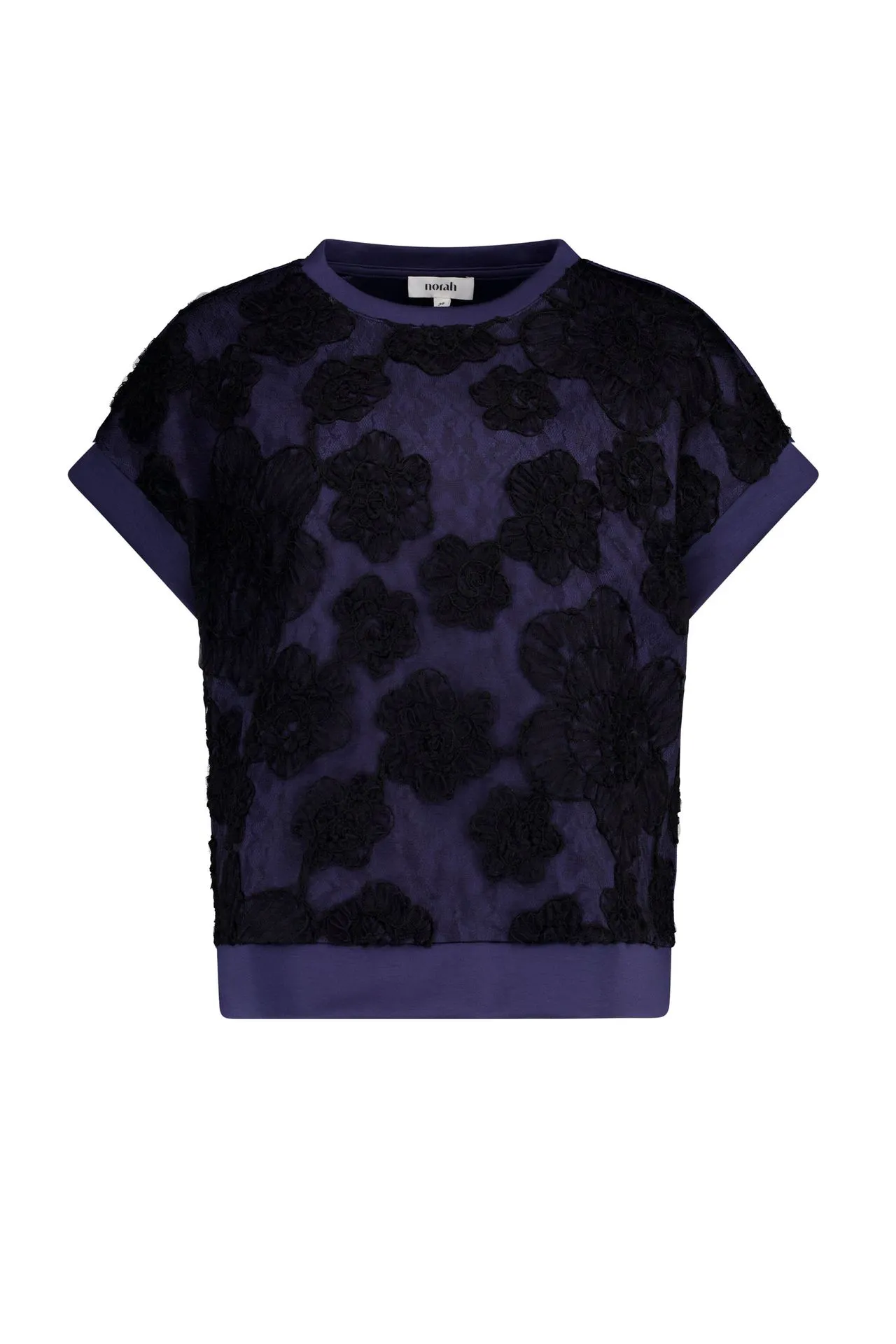 Donkerblauw shirt met bloemen