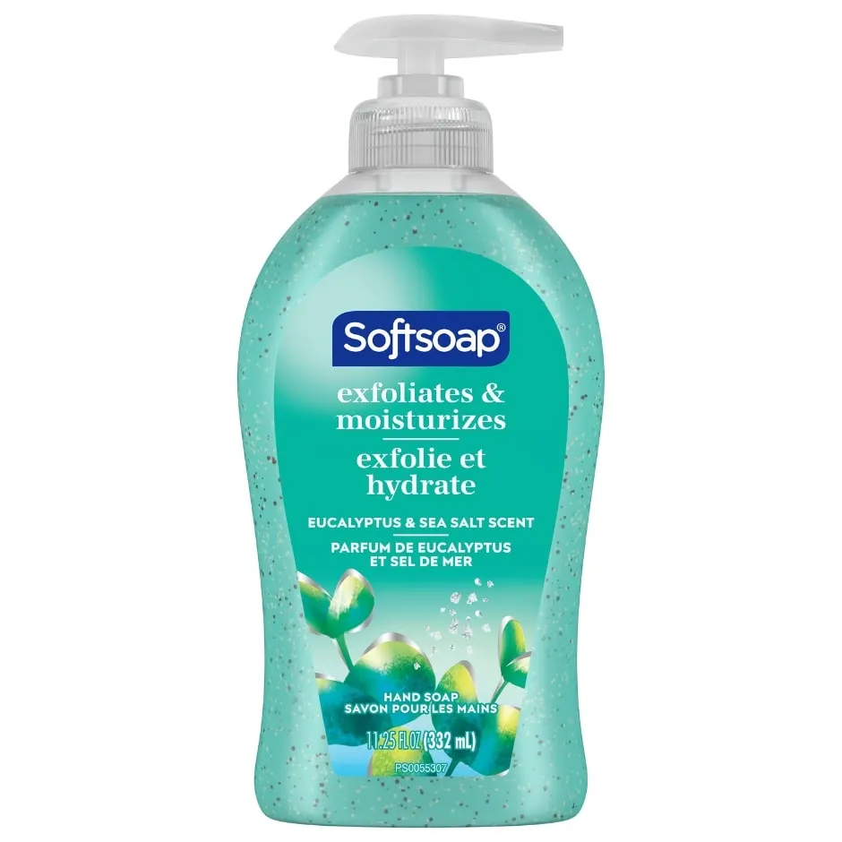 Softsoap Therapy Eucalyptus and Sea Salt Scent Exfoliating Liquid Hand Soap, 11.25 oz Bottle