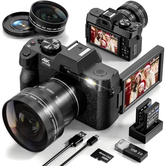 Flash Deal NBD 4K Digital Cameras for Photography,48 MP Autofocus Vlogging Camera with 52mm Wide Angle & Macro Lens $134.86 Was $209.99