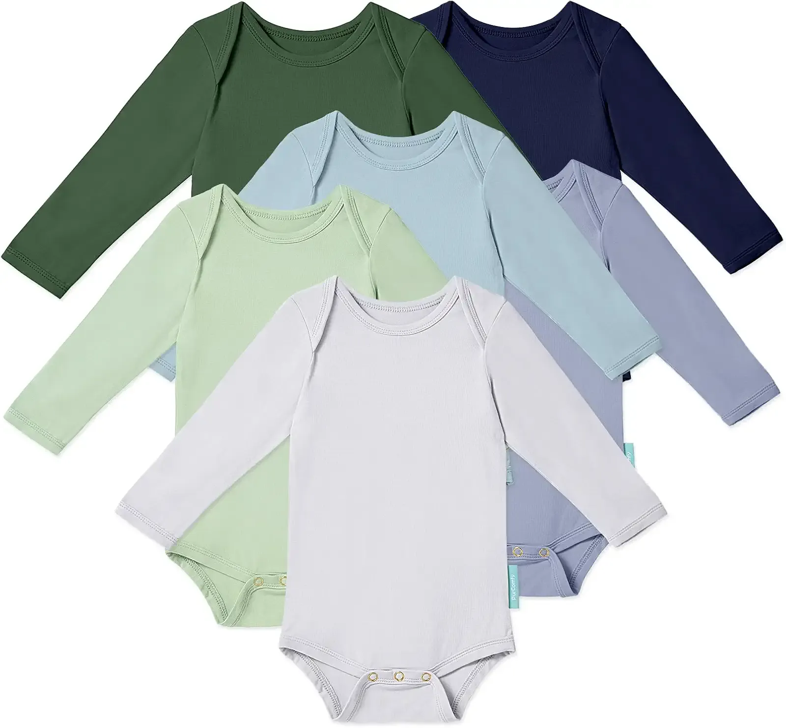 PurComfy Supersoft Long Sleeve Baby Bodysuits, Premium Bamboo Rayon Bodysuit Unisex Boy Girl 0-3-6-9-18-24 months