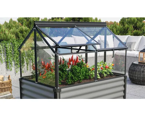 Pařeniště Vitavia Gaia Jumbo skleněné 3 mm 119 x 83 x 38/72 cm černé