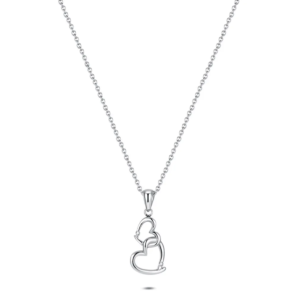 Halsketting in edelstaal, hartjes