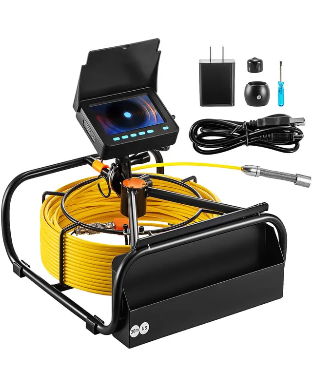 Telecamera fognature,SucceBuy 98 ft/30 m,telecamera ispezione drenaggio 4,3" con luci 6 LED,scheda 16 GB,batteria 8500 mAh,impermeabilità IP68