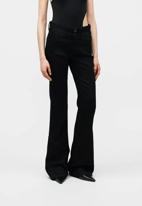 NEW LUZ - Flared jeans - black