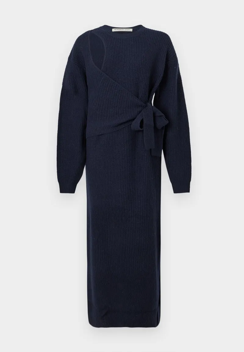 CARMEN TIE DRESS - Strikket kjole - dark blue
