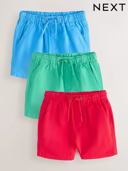 Blue/Neutral/Orange Pull On Shorts 3 Pack (3mths-7yrs)