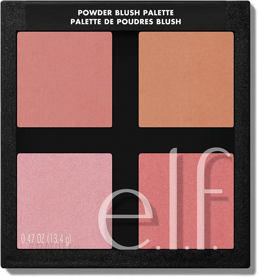 e.l.f. Cosmetics Powder Blush Palette, Four Blush Shades for Beautiful, Long-Lasting Pigment, Light