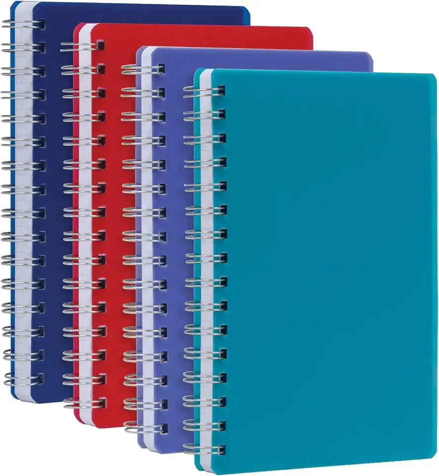 Oxford Poly Spiral Notebooks, Small 5.7" x 8.5" Book, Thick Poly Cover, White Paper, College Rule, 80 Sheets/160 Pages, Jewel Tones, 4 Pack (69720)