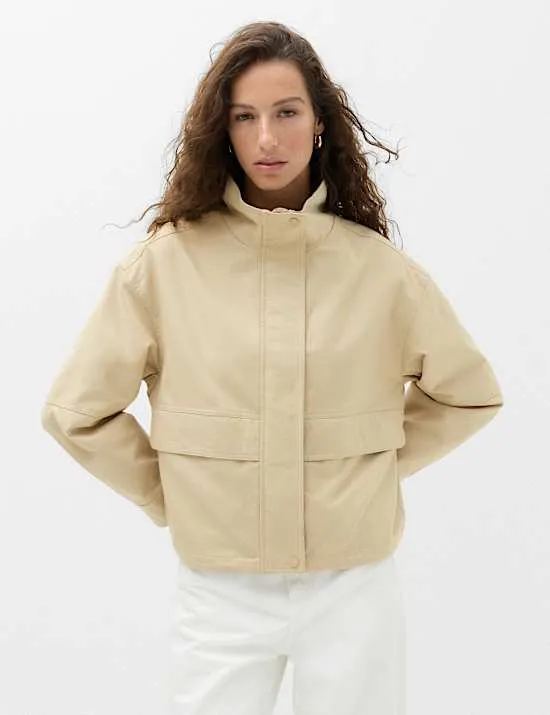 Cotton Rich Funnel Neck Parka Coat