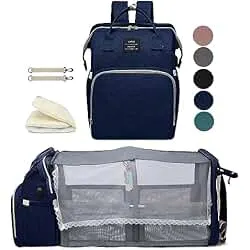 houscly Diaper Bag Backpack with Changing Station, 25L Large Capacity | Multifunction baby bag, baby registry search, baby girl newborn essentials must haves, baby shower gifts, blue