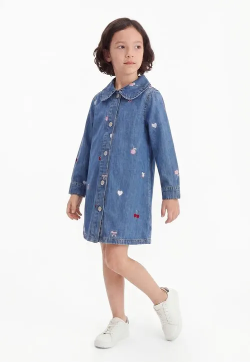 NMFEMILY DRESS - Dongerikjole - medium blue denim