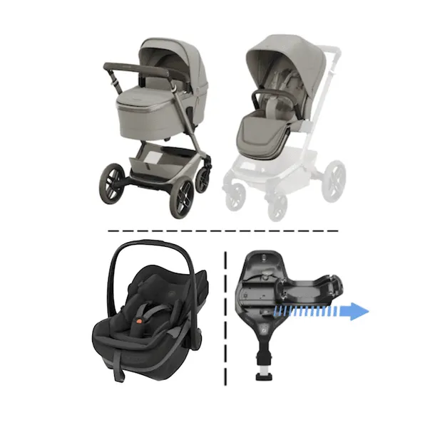 Maxi-Cosi | Fame V2 Vogn + Pebble Slide Pro Bilstol og Base | Sapphire Sand / ...