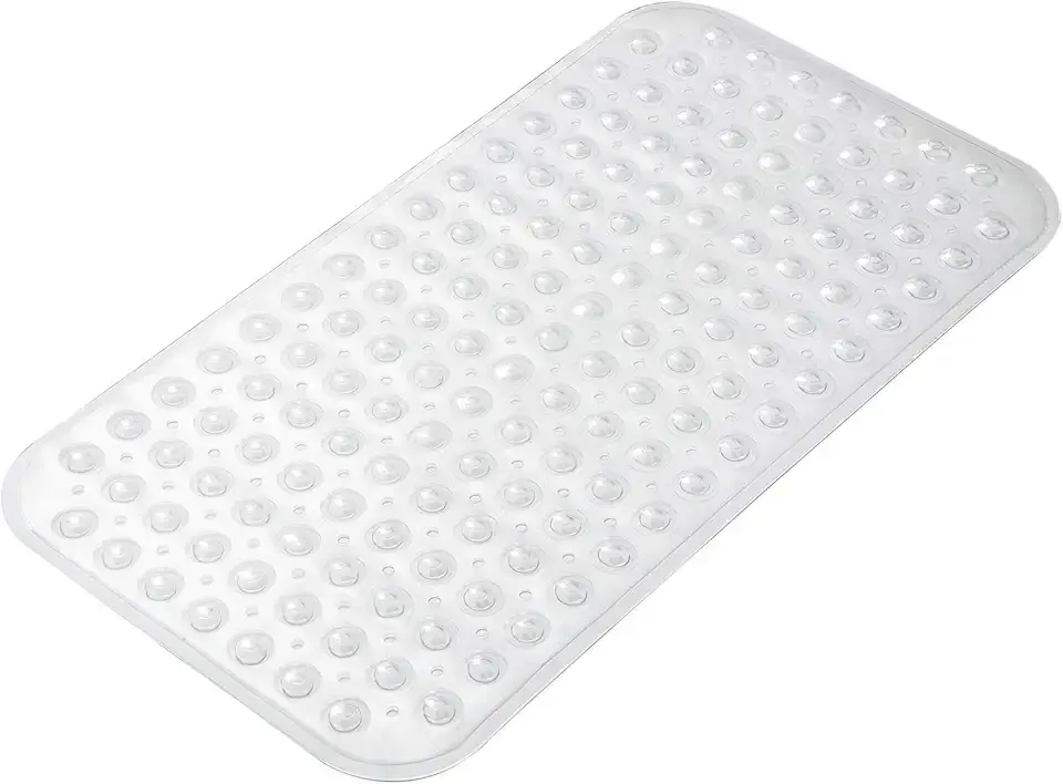 AmazerBath Bath Tub Mat, Medium Size 27.6 x 15 Inches Non-Slip Shower Mats with Suction Cups and Drain Holes, Bathroom Bathtub Mats Machine Washable (Clear)