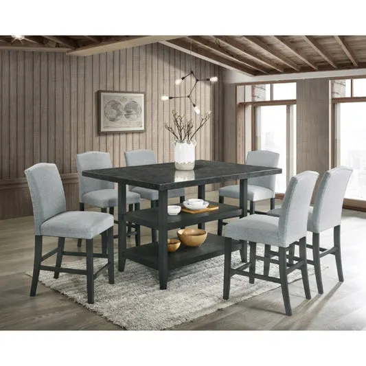 Lola (7-Piece) Counter Dining Table Set by Best Home - Gray/Blue