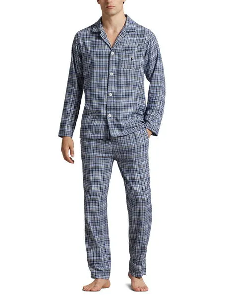Plaid Flannel Sleep Set Blue Multi