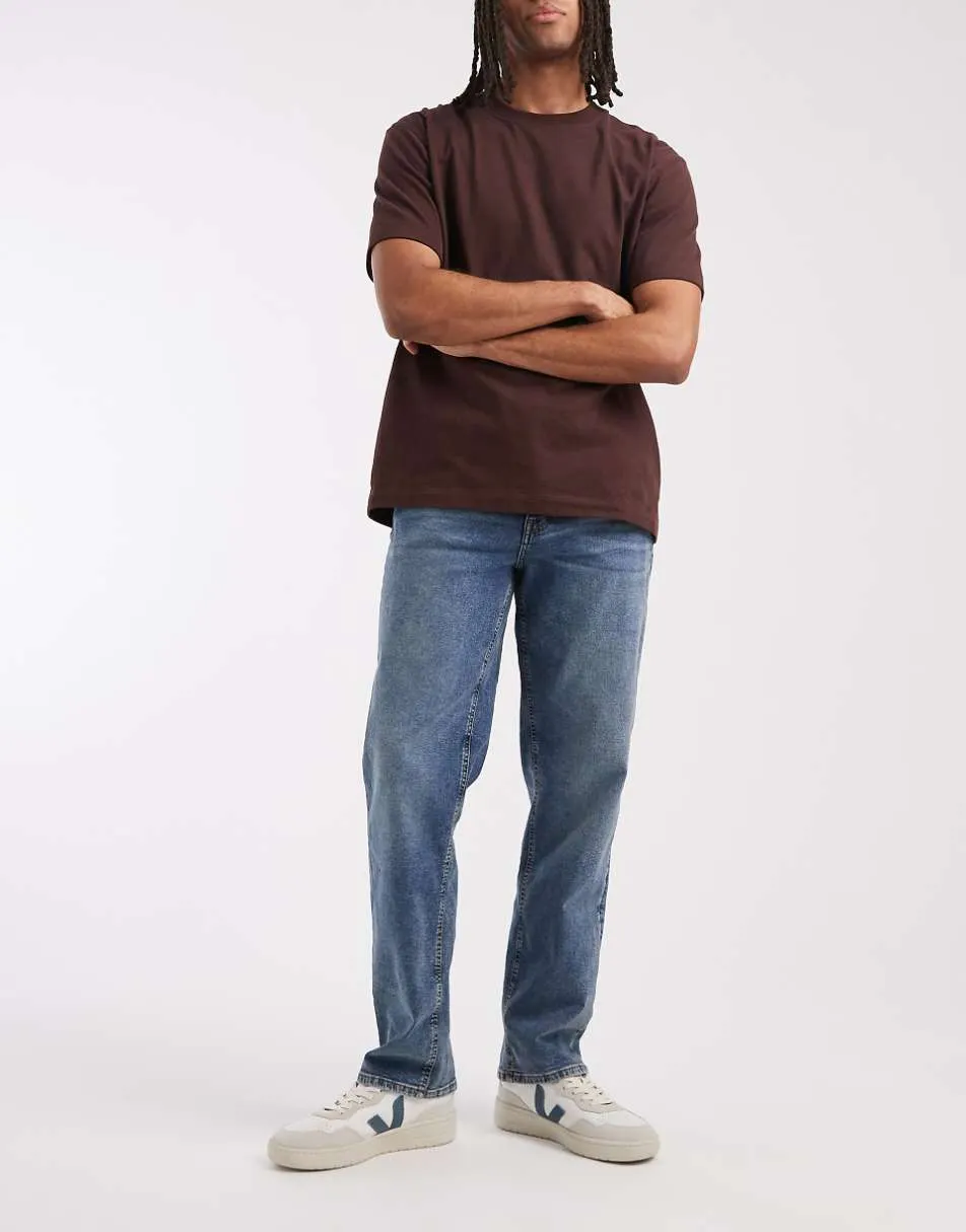 ASOS DESIGN straight jeans in dark wash blue